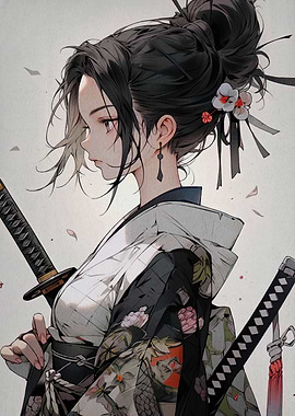 Anime Samurai Girl with Katana