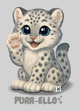 Cute Snow Leopard Cub Illustration