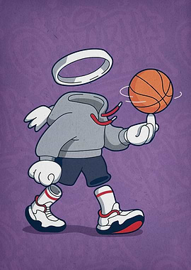 Cartoon Basketball Player with Halo