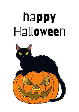 Happy Halloween Black Cat Pumpkin