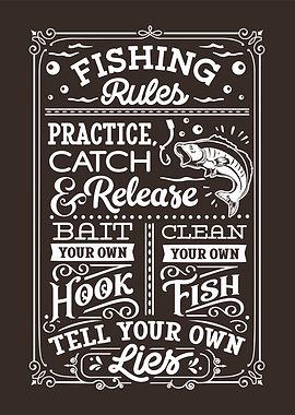 Fishing Rules Typography Art