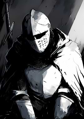 Monochrome Knight Illustration