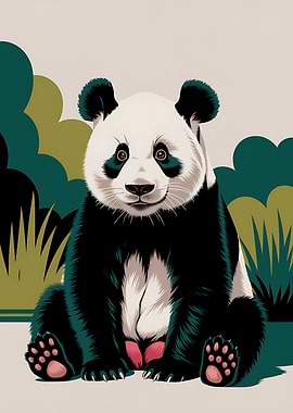 Stylized Panda Portrait Pop Art