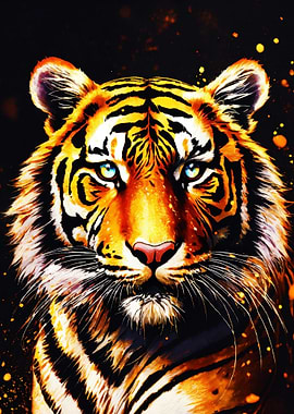 Majestic Tiger Portrait with Glowing Eyes