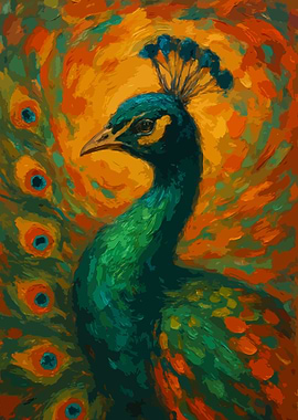 Peacock Painting with Vibrant Colors