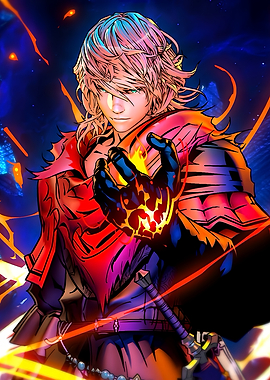 Anime Warrior with Fire Magic