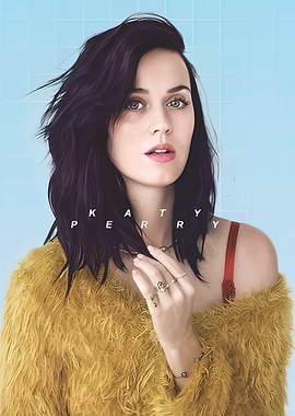Katy Perry Portrait with Yellow Fur