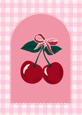 Cute Cherry with Pink Gingham