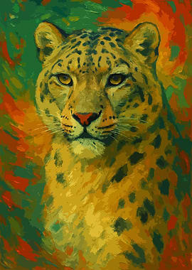 White Leopard Portrait Painting