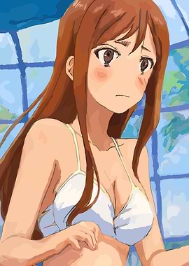 Anime Girl in White Bikini Top