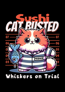 Cute Fluffy Sushi Cat Busted