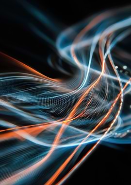 Abstract Light Trails on Black Background