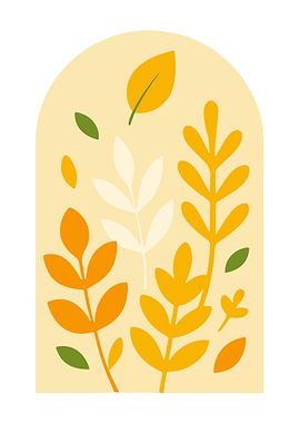 Autumn Leaves Illustration in Arch Shape