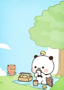 Cute Bears Picnic Under Tree