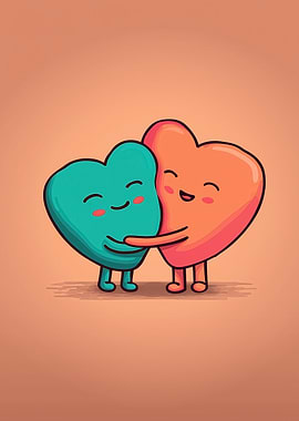 Two Hearts Hugging