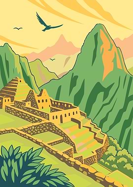 Machu Picchu Landscape Illustration