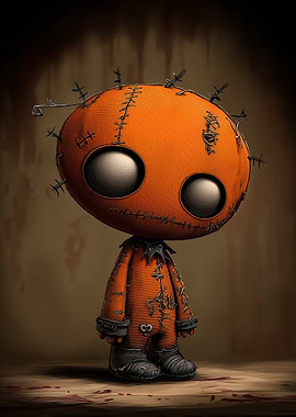 Creepy Orange Stitched Doll
