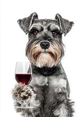 Miniature Schnauzer with Wine Glass