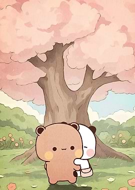 Bears Hugging Cherry Blossom