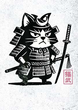 Samurai Cat Illustration
