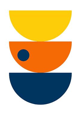 Abstract Geometric Shapes in Yellow, Orange, Blue