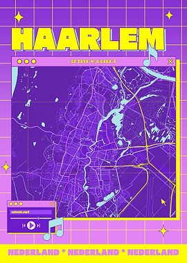 Haarlem Map Art - Retro Style