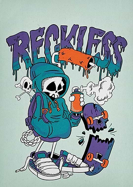 Reckless Skeleton Graffiti Art