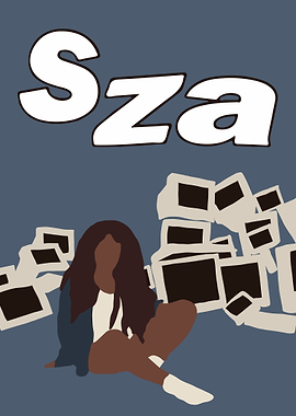 Sza Illustration with Vintage Computer Monitors