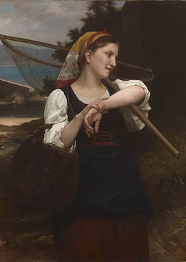 Young Woman with Fishing Net Painting