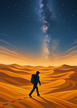Desert Wanderer Under the Milky Way