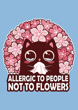 Allergic Cat with Cherry Blossoms