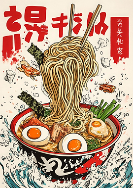 Delicious Ramen Bowl Illustration