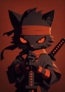 Ninja Cat with Sword