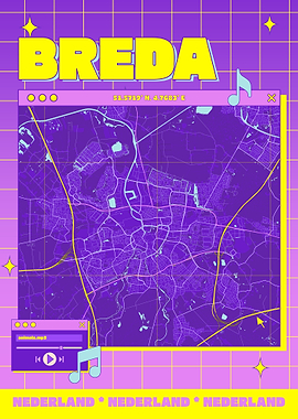 Breda Map Poster - Retro Design
