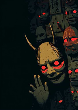 Japanese Oni Mask Illustration