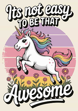 Unicorn Awesome Retro Style Illustration