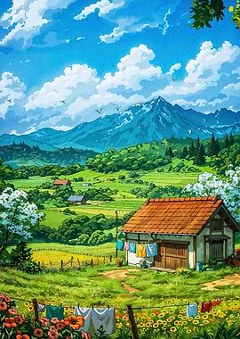 Anime Style Rural Landscape
