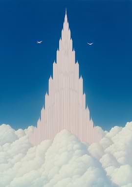 A celestial palace floating above the clouds