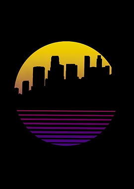 Retro Cityscape Sunset