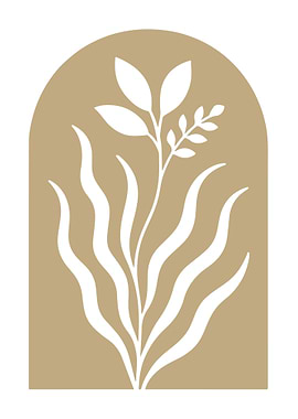 Minimalist botanical illustration in arch shape