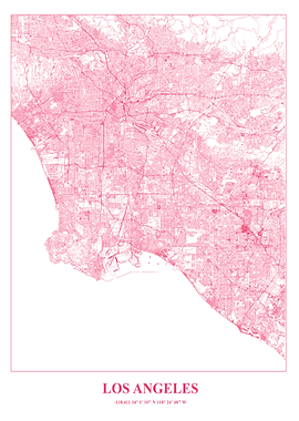 Los Angeles Pink City Map