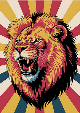 Roaring Lion Pop Art Illustration