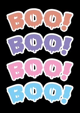Colorful 'Boo!' Text Pattern on Black