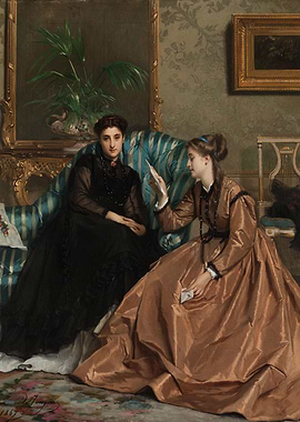 Two Women Reading a Letter