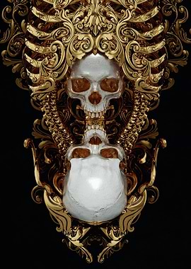 Golden Skulls and Ornate Frame