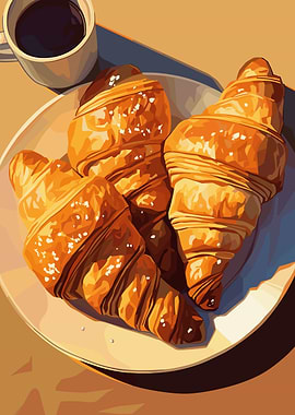Croissants and Coffee Still Life