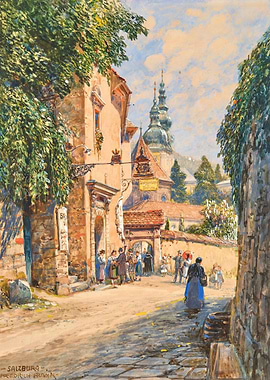 Salzburg Street Scene Painting