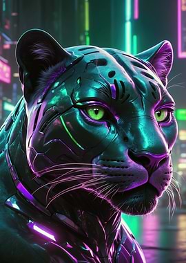 Cyberpunk Panther Portrait