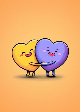 Two Heart Characters Hugging