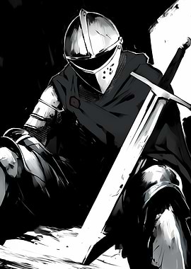 Monochrome Knight with Sword